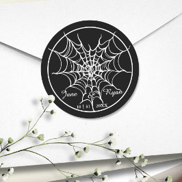 Black Gothic Spooky HalloWedding Runder Aufkleber