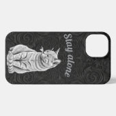 Black Gothic Stay Alone Grumpy Cat Floral iPhone Hülle (Rückseite (Horizontal))