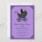 Black Gothic Stroller Baby Shower  Einladung (Vorderseite)