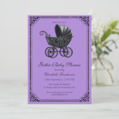Black Gothic Stroller Baby Shower  Einladung (Stehend Vorderseite)