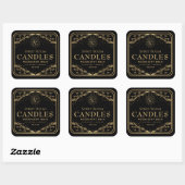 Black Gothic Tarot Moon Editable Candle Label Quadratischer Aufkleber (Blatt)