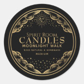 Black Gothic Tarot Moon Editable Candle Label Runder Aufkleber (Vorderseite)