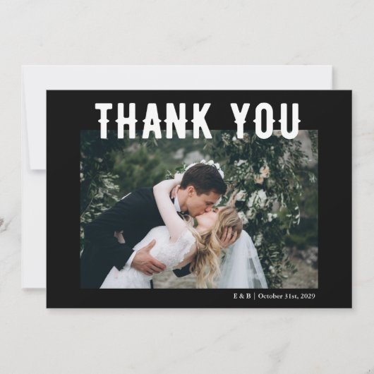 Black Gothic Til Death Wedding Foto Dankeskarte (Vorderseite)