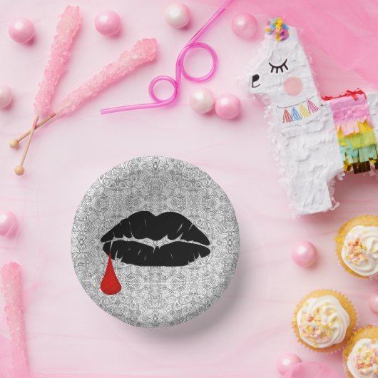 Black Gothic Vampire Kiss Vamp Pappteller (Party)