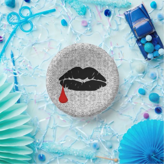Black Gothic Vampire Kiss Vamp Pappteller (Party)