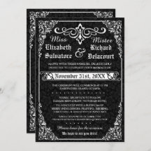 Black Gothic Viktorianisch Damask Einladungen