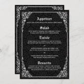 Black Gothic Viktorianisch Damask Hochzeitsmenüs Menükarte (Vorne/Hinten)