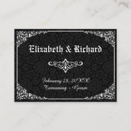 Black Gothic Viktorianisch Damask Hochzeitsszenari Platzkarte