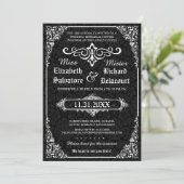 Black Gothic Viktorianisch Damask Probe Dinner Einladung (Stehend Vorderseite)