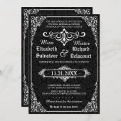 Black Gothic Viktorianisch Damask Probe Dinner Einladung (Vorne/Hinten)