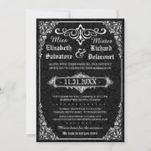Black Gothic Viktorianisch Damask Wedding Einladun Einladung (Vorderseite)