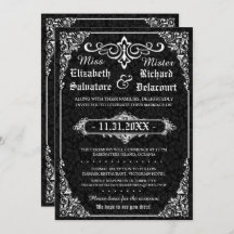 Black Gothic Viktorianisch Damask Wedding Einladun