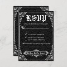 Black Gothic Viktorianisch Damask Wedding RSVP Car