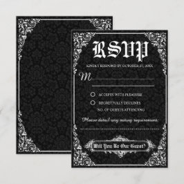 Black Gothic Viktorianisch Damask Wedding RSVP Car Einladung