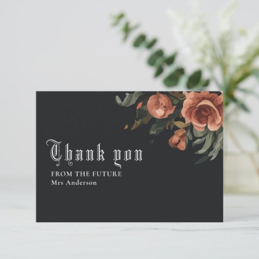 Black Gothic Vintag Fall Brautparty Dankeskarte (Stehend Vorderseite)