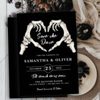 Black Gothic Wedding Save the Date Halloween Heart