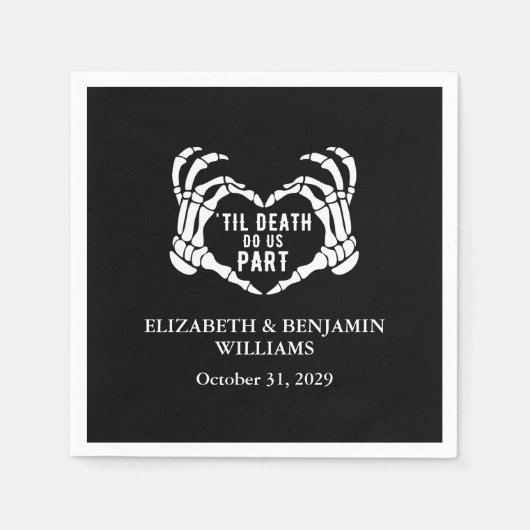 Black Gothic Wedding Til Death Empfang Serviette (Vorderseite)
