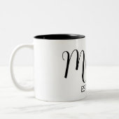 Black Graceful Big Script Established New Mom Gift Zweifarbige Tasse (Links)