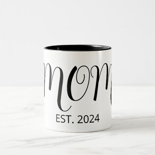 Black Graceful Big Script Established New Mom Gift Zweifarbige Tasse (Mittel)