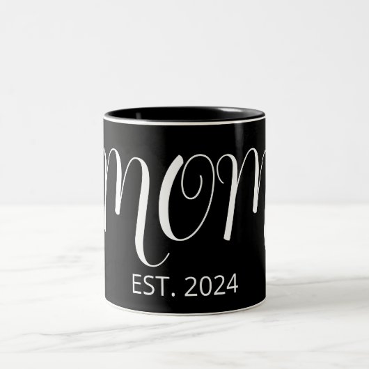 Black Graceful Big Script Established New Mom Gift Zweifarbige Tasse (Mittel)
