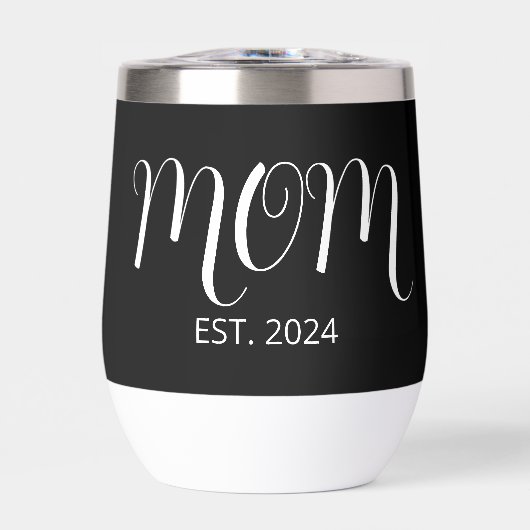 Black Graceful Script Established New Mom Gift (Vorderseite)