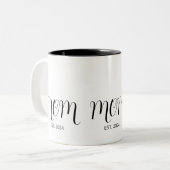 Black Graceful Script Established New Mom Zweifarbige Tasse (Vorderseite Links)