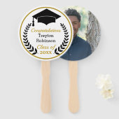Black Grad Cap Abschluss Foto Handfächer (Vorne und Hinten)