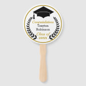 Black Grad Cap Abschluss Foto Handfächer (Vorderseite)