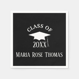 Black Grad Cap & Blätter Paper Napkins Serviette