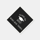 Black Grad Cap & Blätter Paper Napkins Serviette (Ecke)