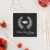 Black Grad Cap & Blätter Paper Napkins Serviette (Beispiel)