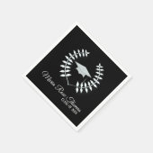Black Grad Cap & Blätter Paper Napkins Serviette (Ecke)