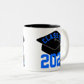 Black Grad Cap Blue Class 2024 Zweifarbige Tasse (VorderseiteRechts)