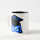 Black Grad Cap Blue Class 2024 Zweifarbige Tasse (Vorderseite Links)