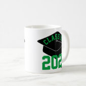 Black Grad Cap Green Class von 2024 Tasse (VorderseiteRechts)
