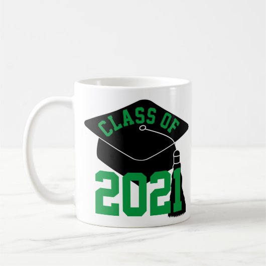 Black Grad Cap Green Class von 2024 Tasse (Links)