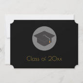 Black Grad Cap-Klasse der 20xx Graduation Party Einladung (Vorderseite)