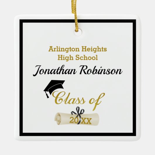 Black Grad Cap und Diploma Keramik Ornament (Vorderseite)