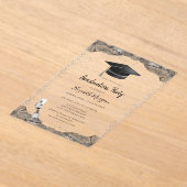Black Grad Cap, Wine Glass Confetti Abschluss Acryleinladungen (Ablage )