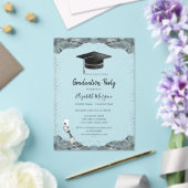 Black Grad Cap, Wine Glass Confetti Abschluss Acryleinladungen (In Situ (Hochzeit))