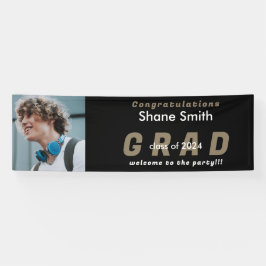 Black Grad Foto Gold Text Abschluss Banner