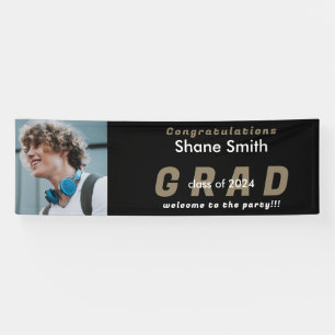 Black Grad Foto Gold Text Abschluss Banner