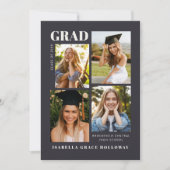 Black Grad Invitation With Photos Einladung (Vorderseite)