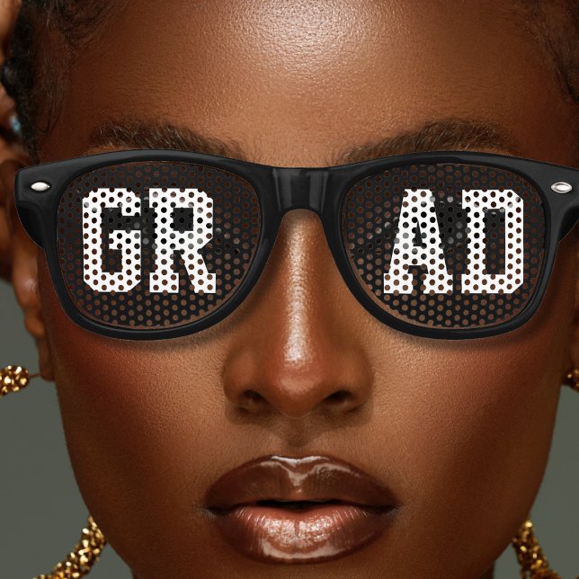 Black Grad Uni High School Abschluss Partybrille (black and white grad graduation retro sunglasses)