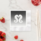 Black Gradient Seepferds Küssen Hochzeit Napkins Serviette (Beispiel)