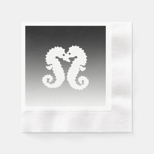 Black Gradient Seepferds Küssen Hochzeit Napkins Serviette (Vorderseite)