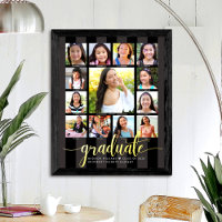 Black Graduate K-12 Script Foto Collage Real Gold