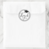 Black Graduation Cap | Abschluss Vielen Dank Runder Aufkleber (Tasche)