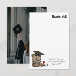 Black Graduation Cap and Cowboy Boot Dankeskarte