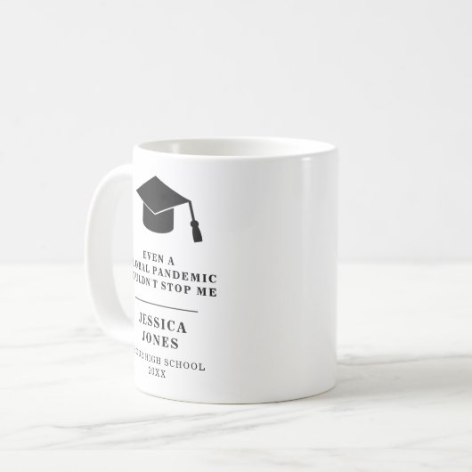 Black Graduation Cap Class of 2021 Pandemic Kaffeetasse (Vorderseite Links)